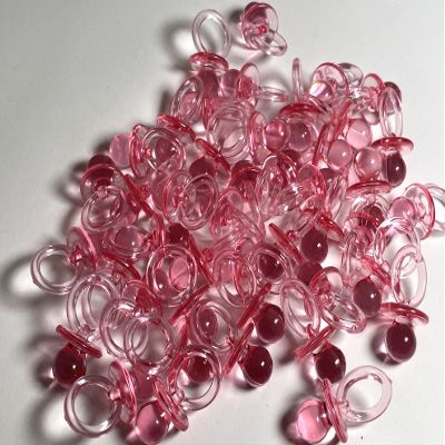 1-1/4" Mini Clear Pacifiers Baby Shower Game Party Decoration Favors Pink 12pcs