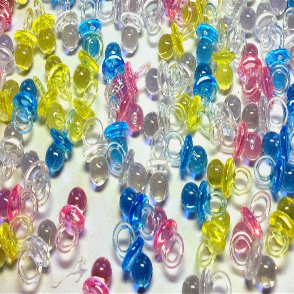 3/4" Mini Clear Pacifiers Baby Shower Game Party Decoration Favors 144pcs (Yellow)