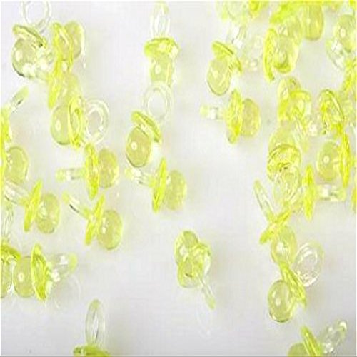 5/8" Mini Clear Pacifiers Baby Shower Game Party Decoration Favors 144pcs (Yellow)