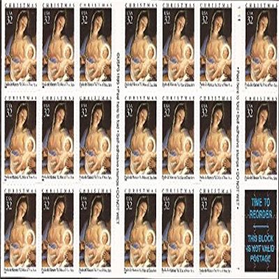 1996 Christmas Madonna & Child Pane of Twenty 32 cent Stamps Scott 3112