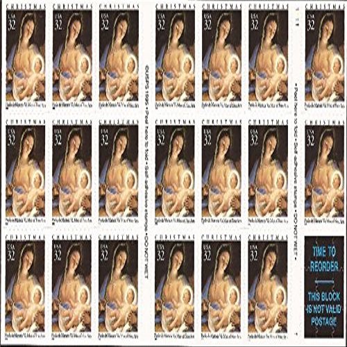 1996 Christmas Madonna & Child Pane of Twenty 32 cent Stamps Scott 3112