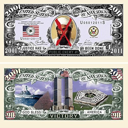 American Art Classics Set of 5-9-11 Justice Osama Bin Laden Victory Bill