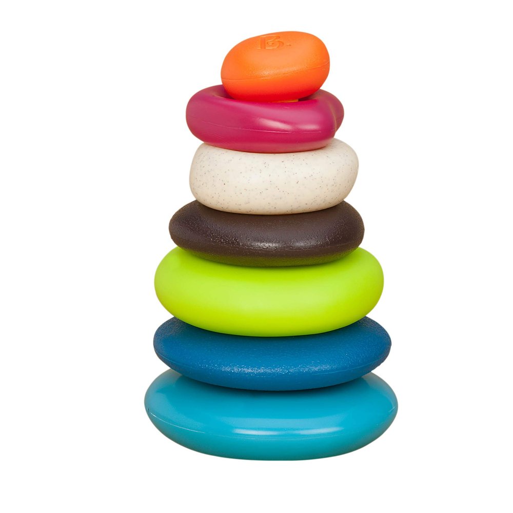 B. toys  Stacking Rings  Textured Ring Stacker for Babies  Early Development Toys  100% Non  Toxic  Fun & Educational  Great for Dexterity & Cognitive Skills