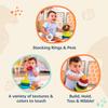 B. toys  Stacking Rings  Textured Ring Stacker for Babies  Early Development Toys  100% Non  Toxic  Fun & Educational  Great for Dexterity & Cognitive Skills view 3