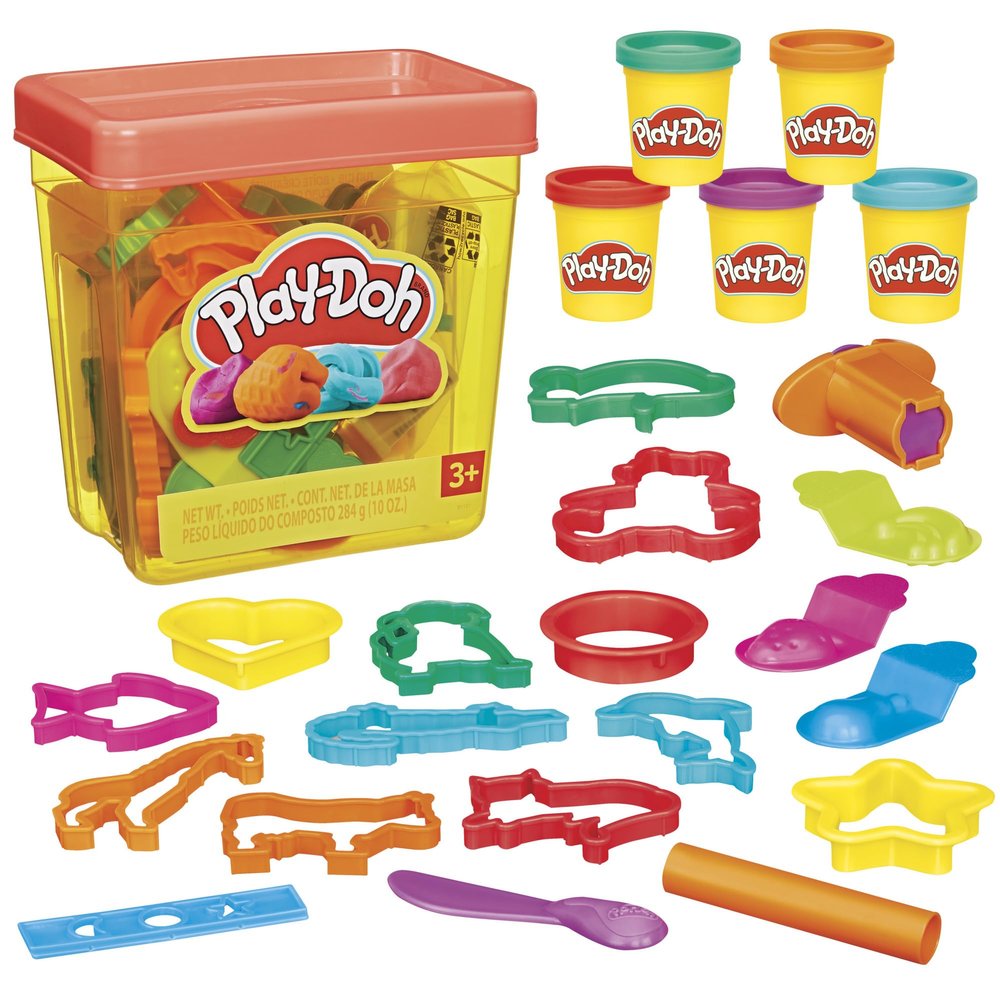 Play-Doh Fun Tub Set, 19 Accessories & Reusable Storage Container, Preschool Toys, Kids Arts & Crafts, Back to School Gifts, Ages 3+ (Amazon Exclusive)