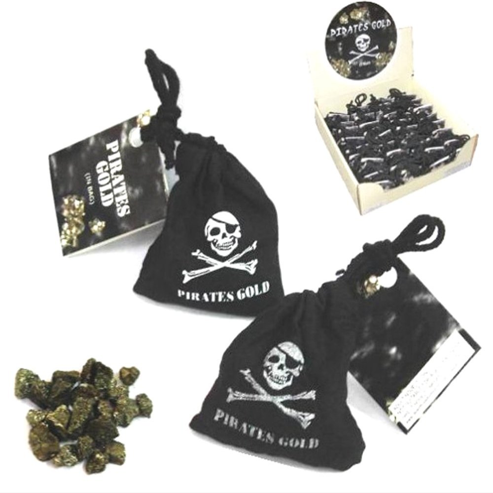 36 Bags Novelty Black Bag of Pirate Filled with Fake Gold - Pyrite Stone