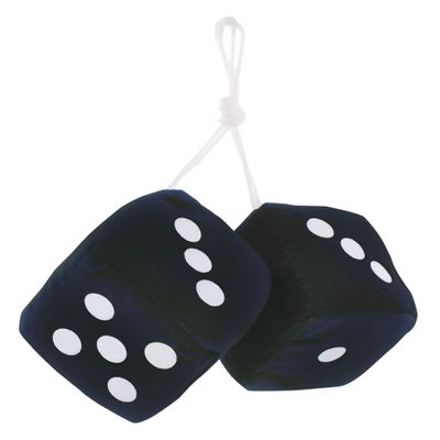 United Pacific C5038K 3x 3 Classic Hanging Fuzzy Dice, Soft & Fuzzy Hanging Mirror Dice, Decorative Hanging Fuzzy Dice Black/White Dots ONE Pair