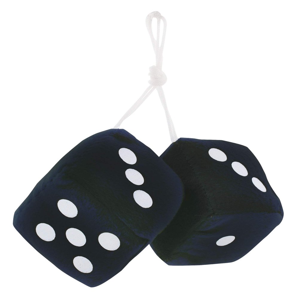 United Pacific C5038K 3x 3 Classic Hanging Fuzzy Dice, Soft & Fuzzy Hanging Mirror Dice, Decorative Hanging Fuzzy Dice Black/White Dots ONE Pair
