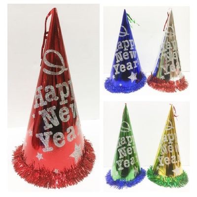 Unique New Years Glitter Cone Party Hat - 18" | 1 Pc
