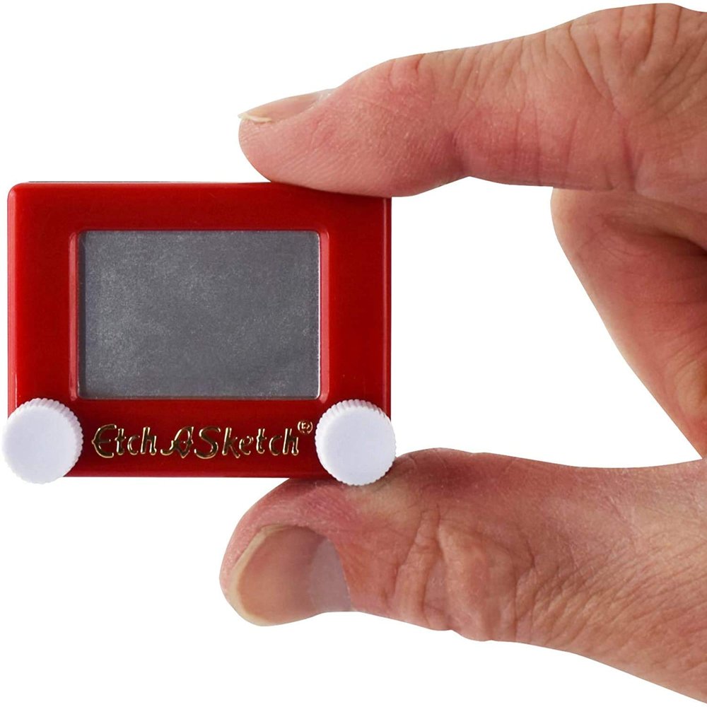 World's Smallest Etch A Sketch, Miniature Drawing Toy, Red, Fully Functional