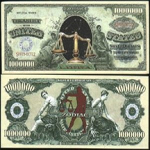 American Art Classics Libra Zodiac Million Dollar Bill in Protective Holder