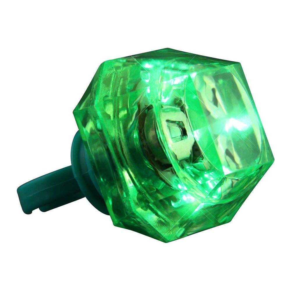 FlashingBlinkyLights Green Huge Gem Light Up LED Rings (Set of 24)