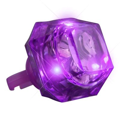 FlashingBlinkyLights Purple Huge Gem Light Up LED Rings (Set of 24)
