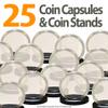 25 Coin Capsules & 25 Coin Stands for Quarters Direct Fit Airtight 24mm Holders view 2