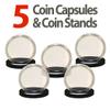 5 Coin Capsules & 5 Coin Stands for DIMES Direct Fit Airtight 18mm Dime Holders view 2