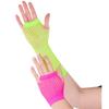 80's Punk Neon Pink and Green Fingerless Fishnet Long and Short Gloves - Fits Most Teens & Adults, 2-Piece Set - Ideal for Christmas, Halloween, & Theme Parties view 1