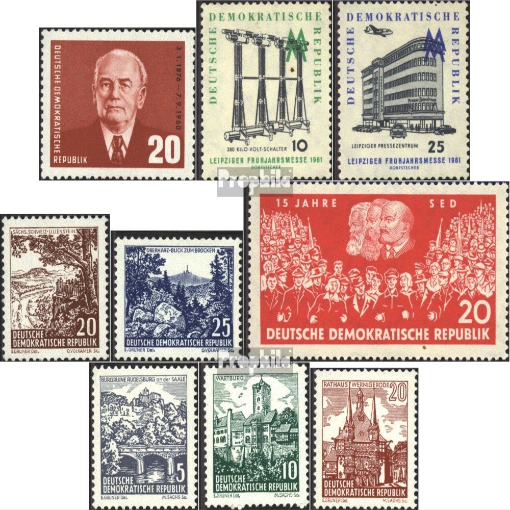 DDR 807,813-814,815-816, 821,835-837 (Complete.Issue.) fine Used/Cancelled 1961 Pieck, Fair, Landscapes, SED (Stamps for Collectors)