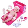 10 Piece Deluxe Diaper Bag Gift Set | Feat. 13" Realistic Smiling Baby Newborn Doll | La Newborn - JC Toys | All Vinyl | Washable | Ages 2+, Pink view 1