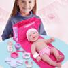 10 Piece Deluxe Diaper Bag Gift Set | Feat. 13" Realistic Smiling Baby Newborn Doll | La Newborn - JC Toys | All Vinyl | Washable | Ages 2+, Pink view 2