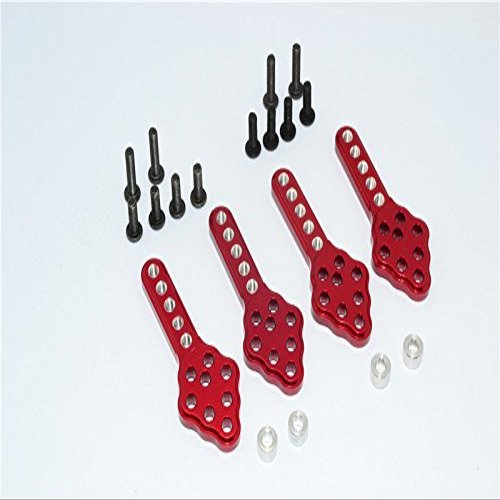 Axial SCX10 Upgrade Parts Aluminum Front & Rear Adjustable Damper Mount With Multiple Holes (Upward & Downward The Chassis) - 2 Prs Red