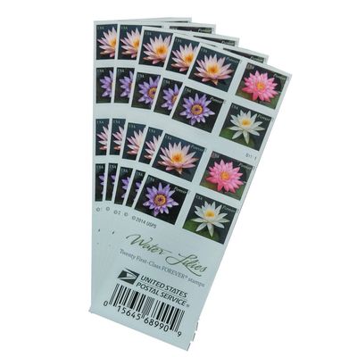 Five Booklets of 20 Elegant Water Lilies USPS Forever Stamps Aquatic Flower herb