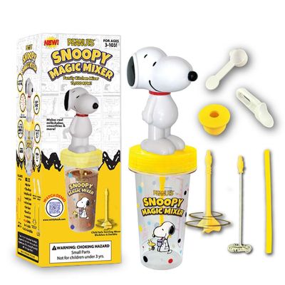 Snoopy Chocolate Milk & Drink Mixer for Kids  Safe Bladeless Handsfree Milk Frother  BPA-Free Cup  Whisper Quiet  Official Peanuts Licensed