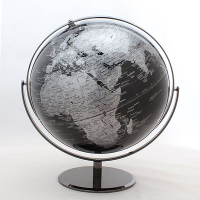 12" Diameter Black & Silver Decorative Table Top World Globe