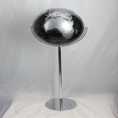 17" Diameter Black & Silver Decorative Standing Floor Globe