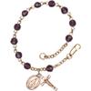 14kt Yellow Gold Filled Rosary Bracelet 5mm February Purple beads Crucifix sz 5/8 x 1/4. view 1