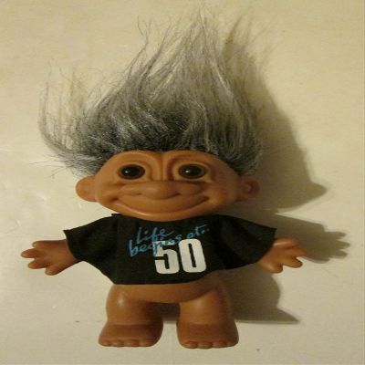 Russ Troll "Life Begins at 50" Gray Hair - 4 Inch