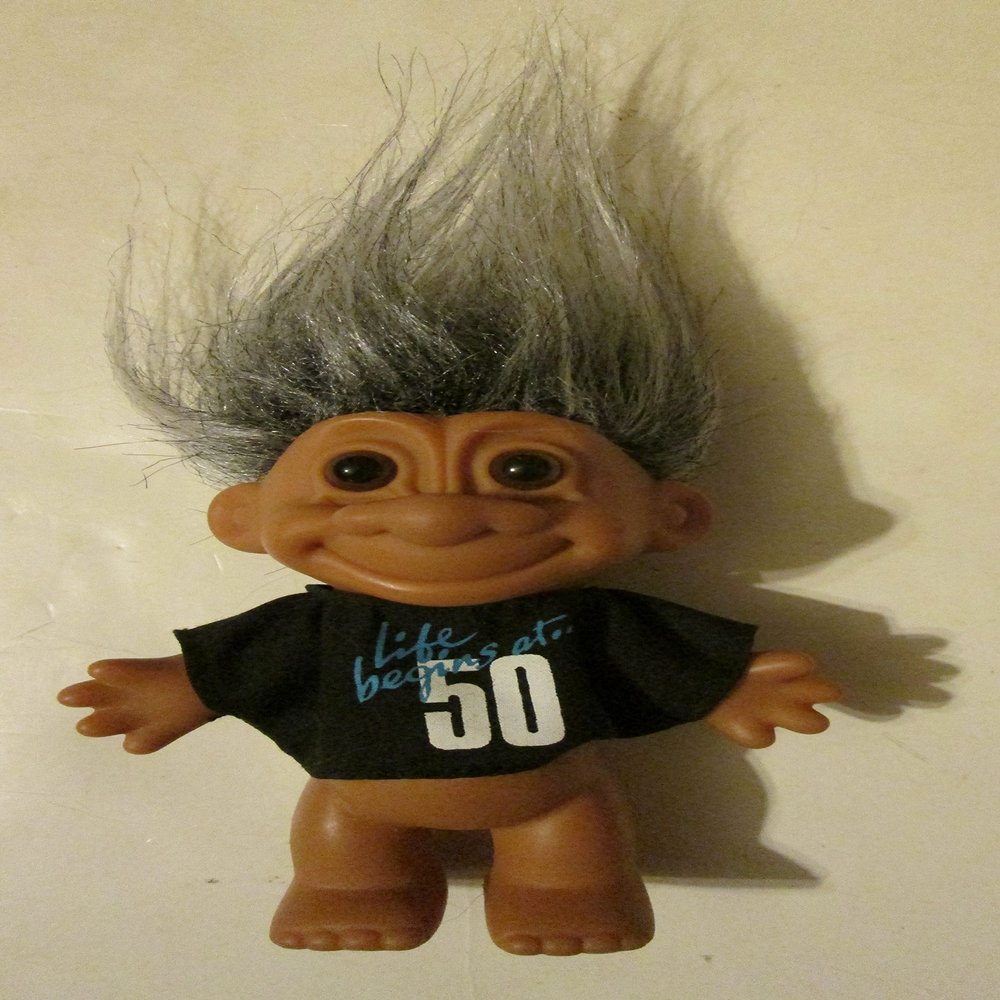 Russ Troll "Life Begins at 50" Gray Hair - 4 Inch