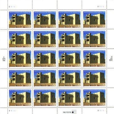 1998 SPANISH SETTLEMENT OF THE SOUTHWEST #3220 Pane of 20 x 32 cents US Postage Stamps by US Postal Service