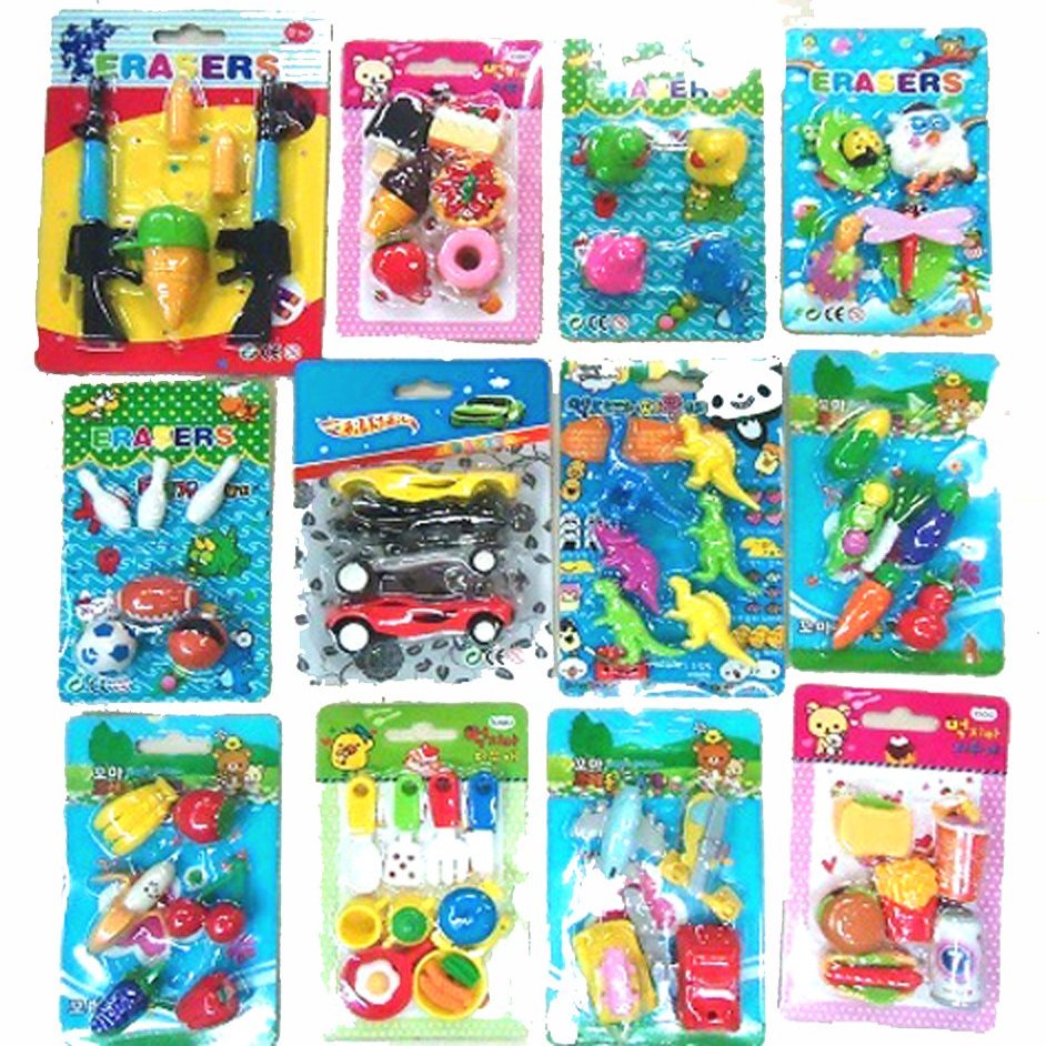 12 ( 1 Dozen ) Packages Assorted Cute Novelty Shaped Erasers