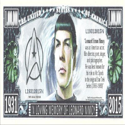 In Memory of Leonard Nimoy Novelty Million Dollar Bill