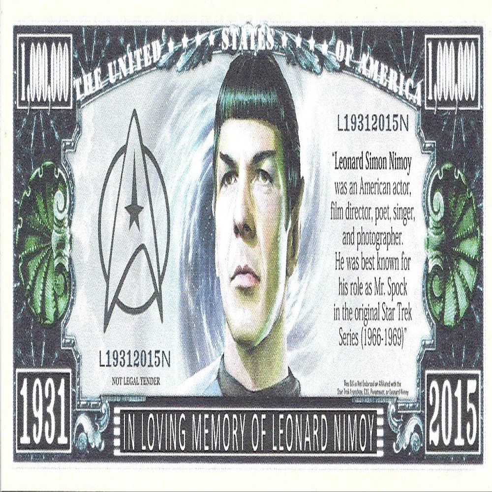 In Memory of Leonard Nimoy Novelty Million Dollar Bill