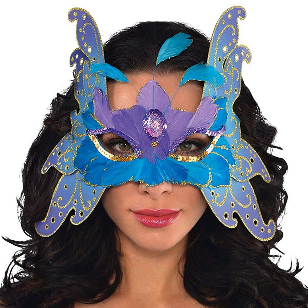 amscan Costume Accessory Alluring Butterfly Feather Mask, Multicolor