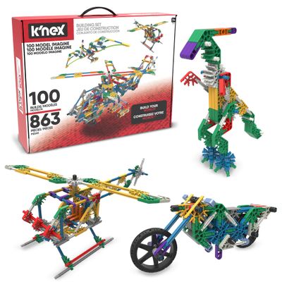K'NEX - 100 Model Building Set  863 Pieces, STEM Building, Kid Construction Set Ages 7+