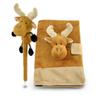 DolliBu Moose Plush Writing Journal Notebook Diary and Plush Pen Bundle Set view 1