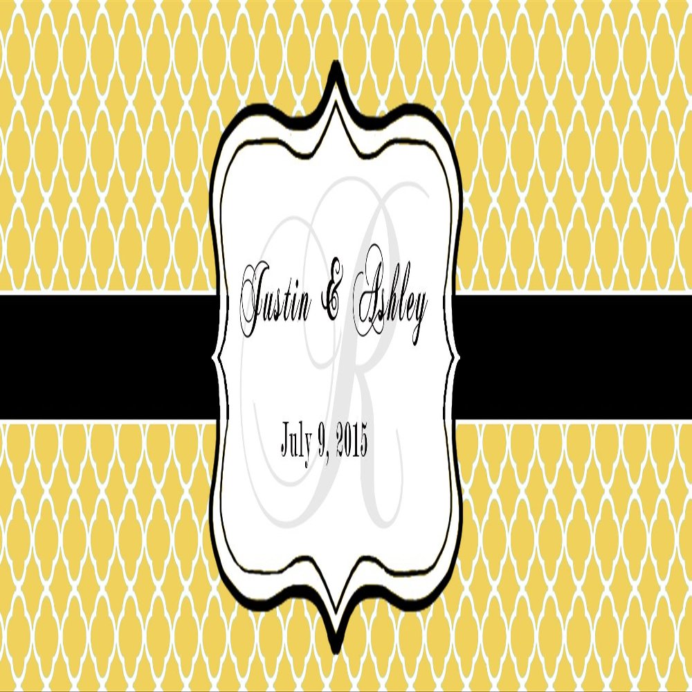 100 Custard Monogram Wedding Water Bottle Labels Engagement Party 8"x2"