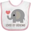 inktastic Loved By Grandma Cute Grandchild Baby Bib White and Pink 2214c view 1