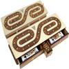 House of Cribbage - Continuous Cribbage Board Inlaid with Maple/Teak Wood : Alphabet S Shape Inlaid 3 Tracks with Drawer Storage view 1