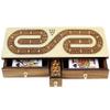 House of Cribbage - Continuous Cribbage Board Inlaid with Maple/Teak Wood : Alphabet S Shape Inlaid 3 Tracks with Drawer Storage view 2