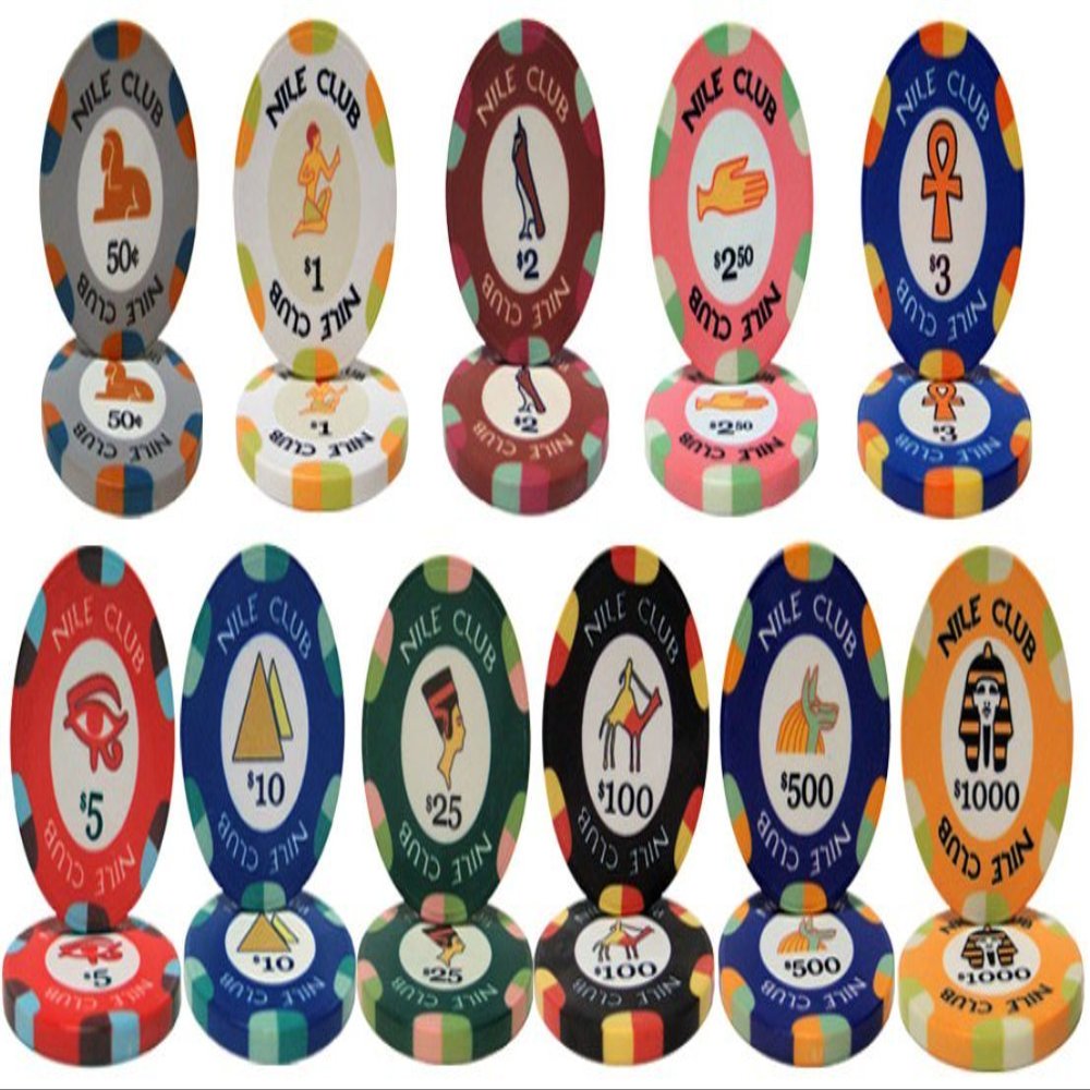 Brybelly Nile Club Ceramic Clay 10gm 1000 Bulk Poker Chips - Choose Chips!