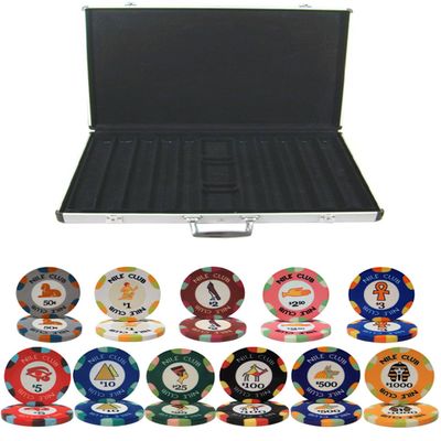 Nile Club Ceramic Clay 10gm 1000 Chip Poker Set with Aluminum Case