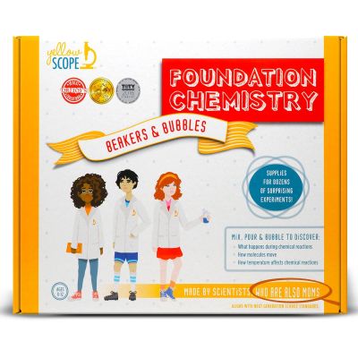 Yellow Scope Chemistry Kit, Science Experiment for Girls & Boys, STEM Activities for Kids Ages 8-12, Beakers & Bubbles Foundation Chem Set