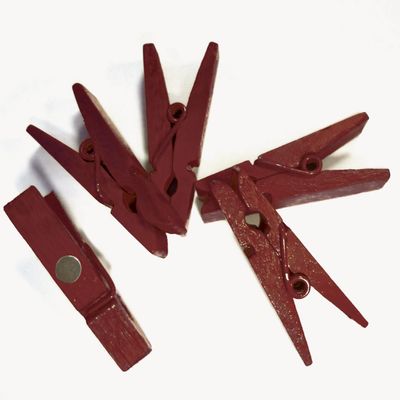 8 x Mini Magnetic Burgundy Wooden with Magnetic Coloured Trendy Crafts Made in France