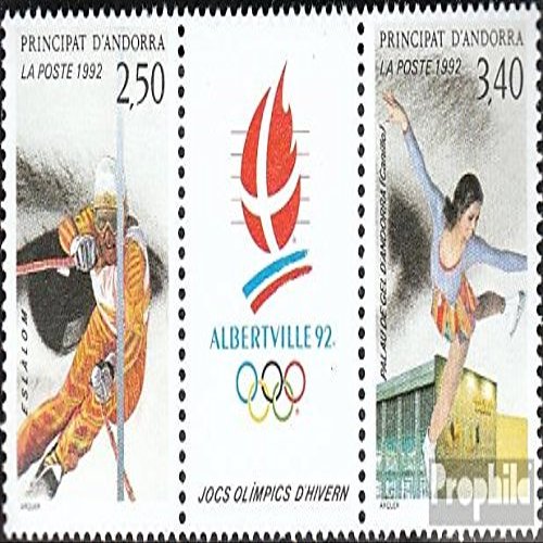 Andorra - French Post 434-435 Triple Strip (Complete.Issue.) unmounted Mint/Never hinged ** MNH 1992 Winter Games (Stamps for Collectors) Winter Sports (Skiing/ice Hockey/Bobsleigh ...)