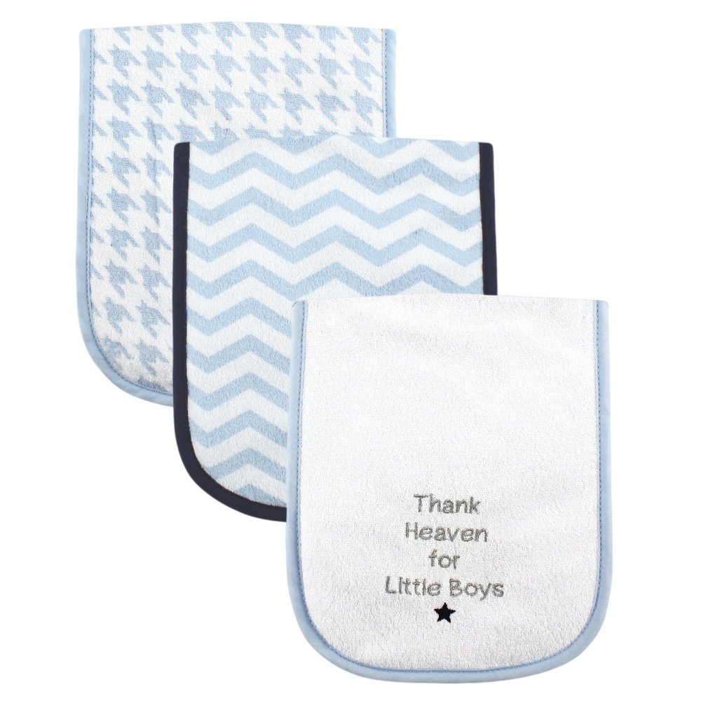 Luvable Friends Unisex Baby Cotton Burp Cloths with Fiber Filling, Boy Thank Heaven, One Size