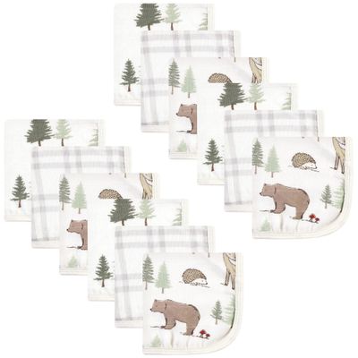 Hudson Baby Unisex Baby Cotton Muslin Washcloths, Forest Animals, One Size
