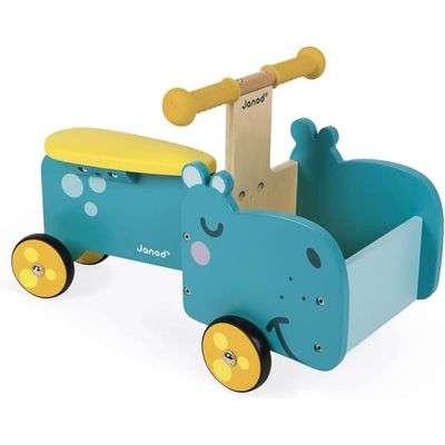 Janod Wooden Hippo Ride-On - Ages 12+ Months - J08003